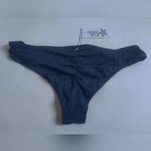 NWT Quintsoul Swim Navy Malibu Stone blue Lowrise Bikini bottoms pool beach_XXL